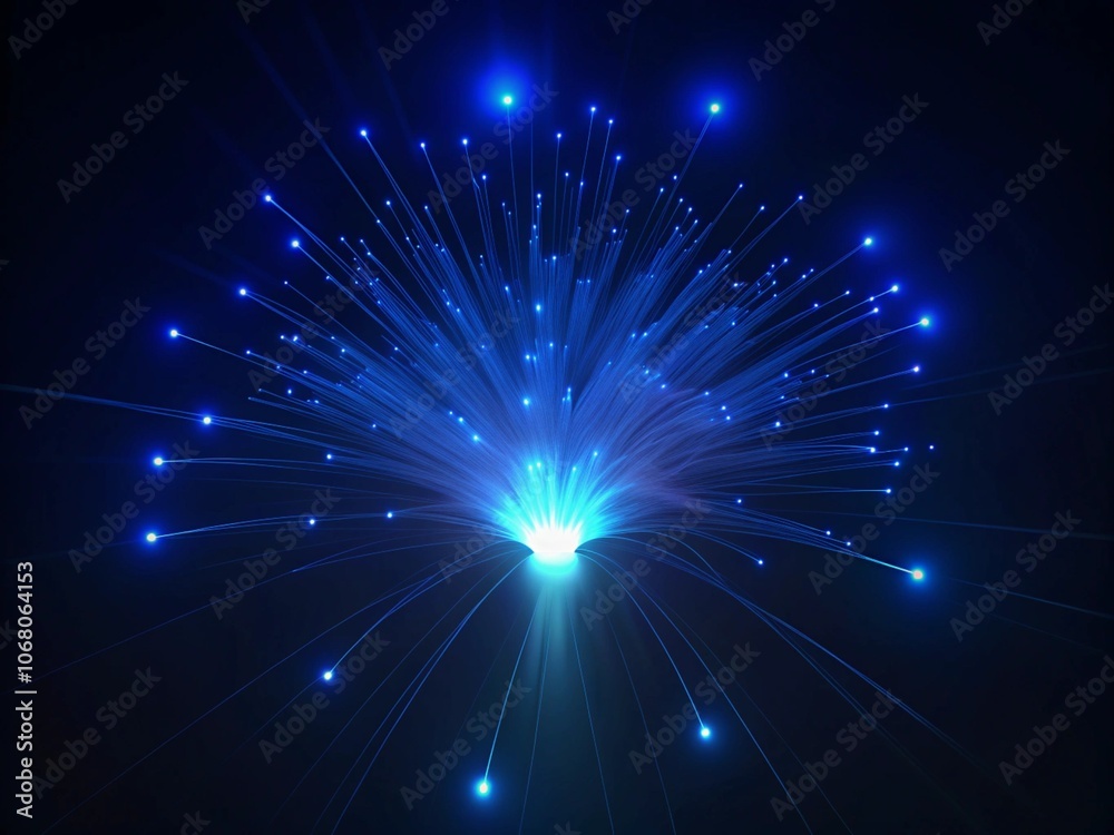 Naklejka premium abstract blue fiber optic background, technology concept, vector illustration.