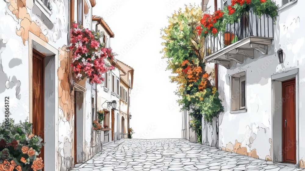 Fototapeta premium Charming Historic European Cobblestone Alley