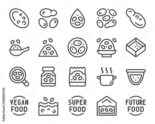 wolffia globosa line icon set