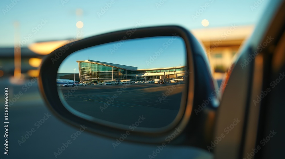 Airport Reflection in Side View Mirror Airport Reflection in Side View Mirror