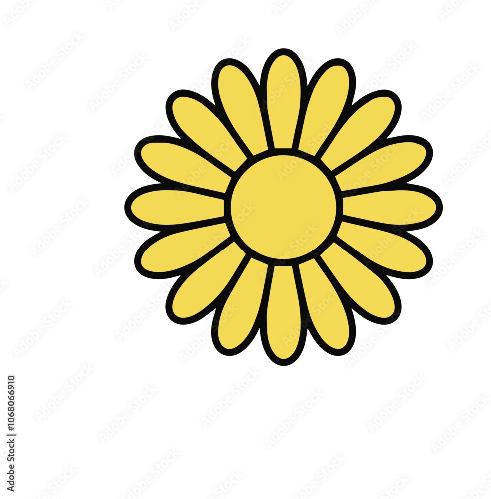 Vector Sunflower isolated on white background. Hand drawn flat Sunflower illustration. Summer flower clipart. Wildflower poster Vector Sunflower isolated on white background. Hand drawn flat Sunflower illustration. Summer flower clipart. Wildflower poster