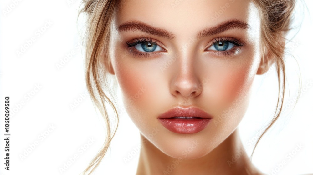 Young woman with radiant, healthy skin glowing with vitality and a flawless complexion Young woman with radiant, healthy skin glowing with vitality and a flawless complexion