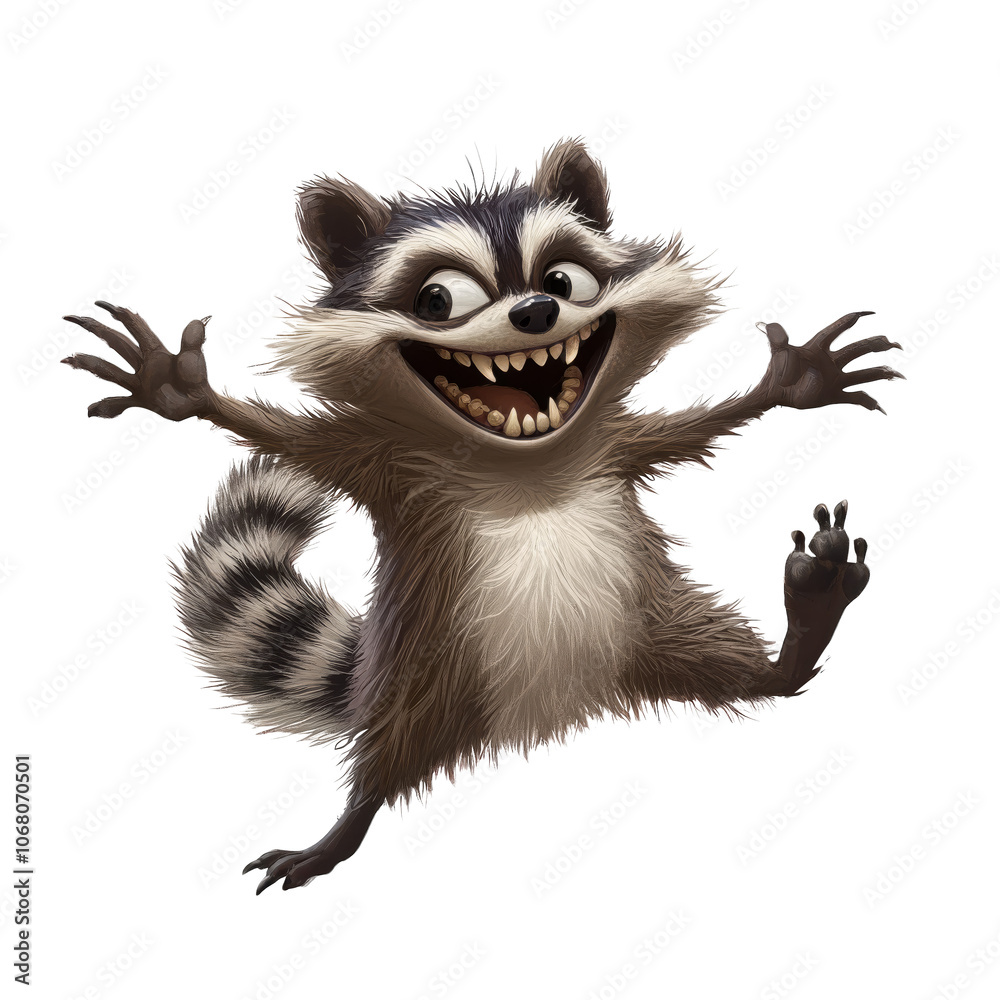 Fototapeta premium Dancing Raccoon Transparent Illustration