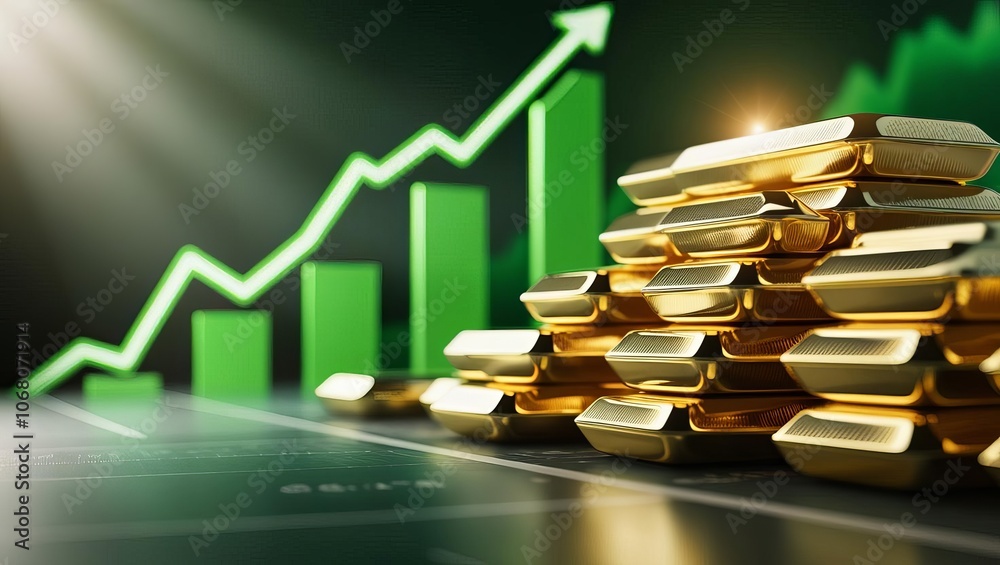 Gold Bars and Growth Chart Representing Investment Trends Gold Bars and Growth Chart Representing Investment Trends