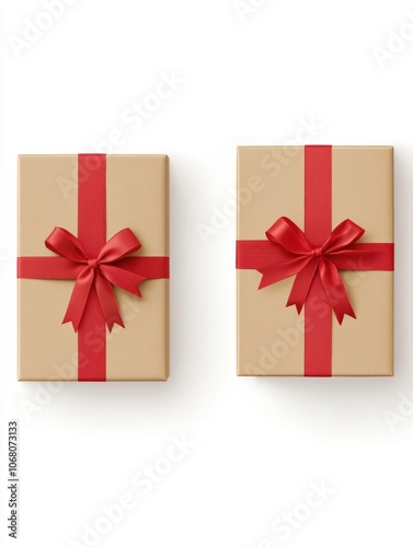 Wallpaper Mural Gift boxes with the red ribbons in eco paper isolated on the white background Torontodigital.ca