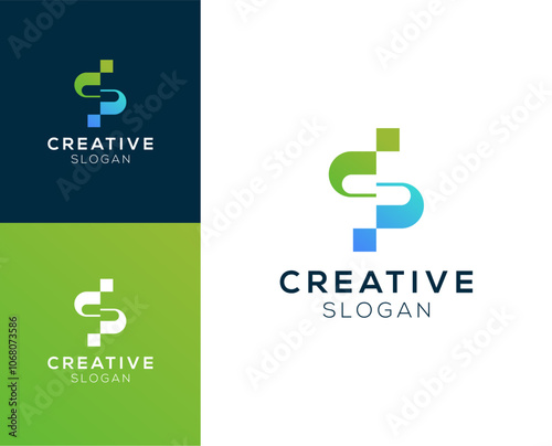 Abstract Initial letter S and Technology logo design vector illustration