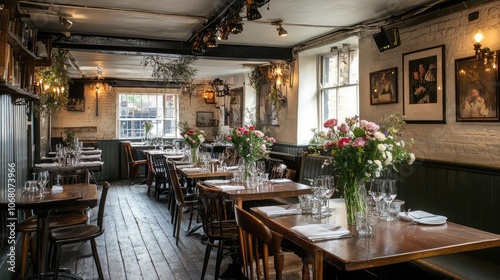 Cozy Dining Space with Elegant Flower Arrangements