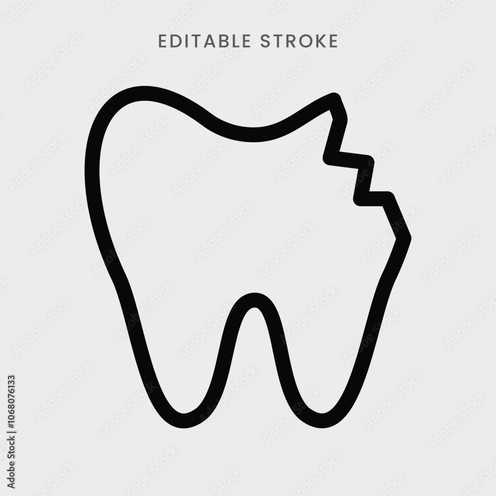 Tooth caries icon vector. Dental teeth caries or decay symbol outline icon. Editable stroke Tooth caries icon vector. Dental teeth caries or decay symbol outline icon. Editable stroke