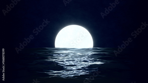 Moon over the sea, Night, Ocean, Sky, Waves