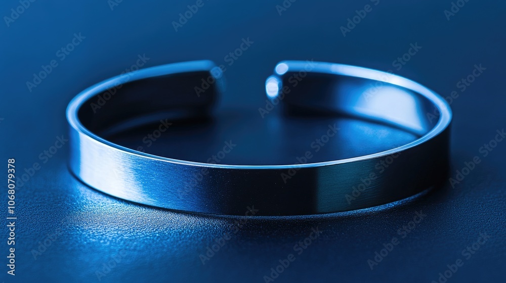 Elegant Sleek Metal Bracelet on Dark Background Elegant Sleek Metal Bracelet on Dark Background