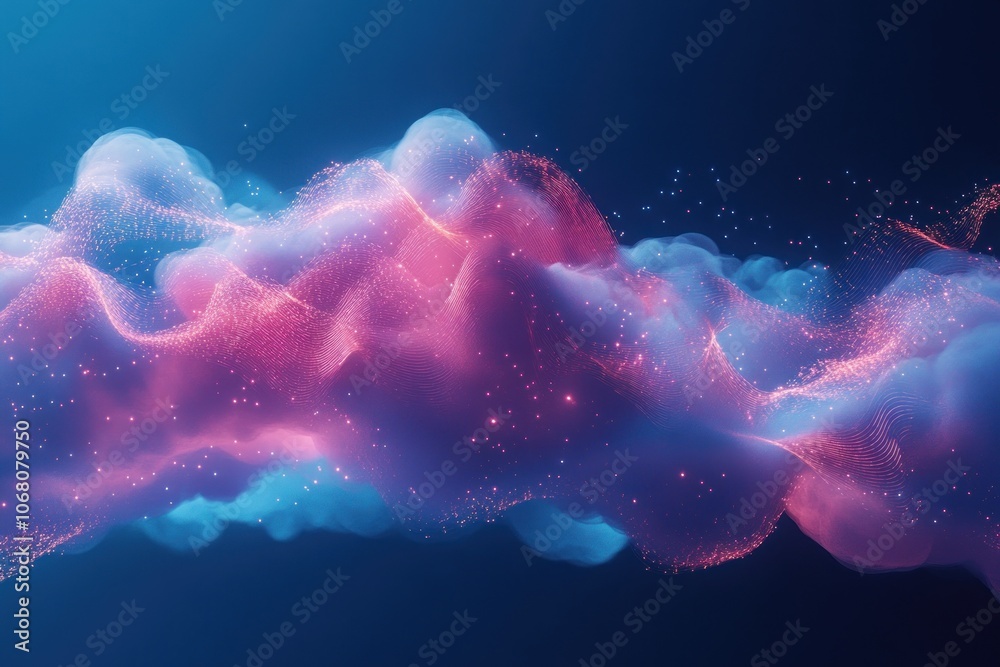Fototapeta premium Abstract Digital Cloud with Glowing Lines and Particles