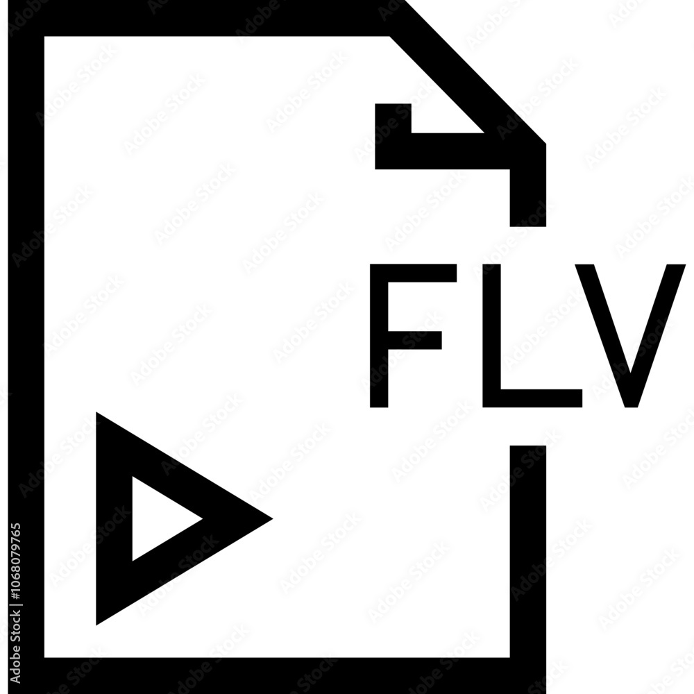 FLV File Format Logo Representing Video Content Stored in a Flash Container, Commonly Used for Online Streaming and Playback FLV File Format Logo Representing Video Content Stored in a Flash Container, Commonly Used for Online Streaming and Playback