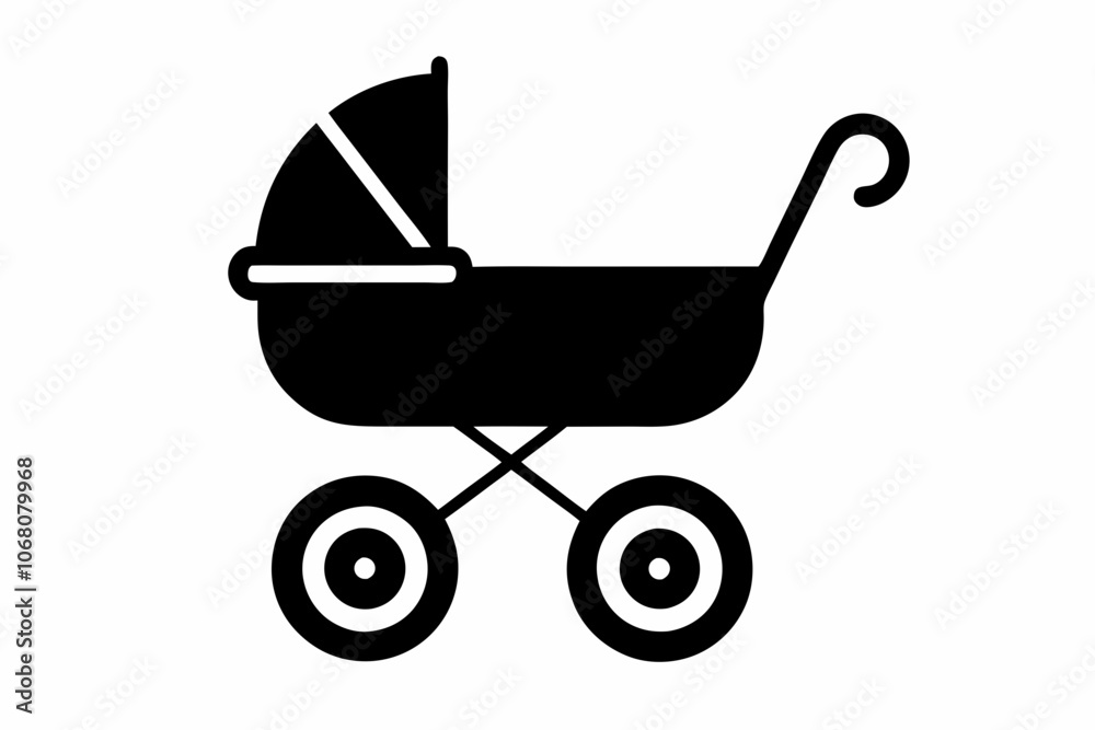 Baby Carriage Icon, Baby Pram Silhouette Vector, Baby Carriage Silhouette Baby Carriage Icon, Baby Pram Silhouette Vector, Baby Carriage Silhouette
