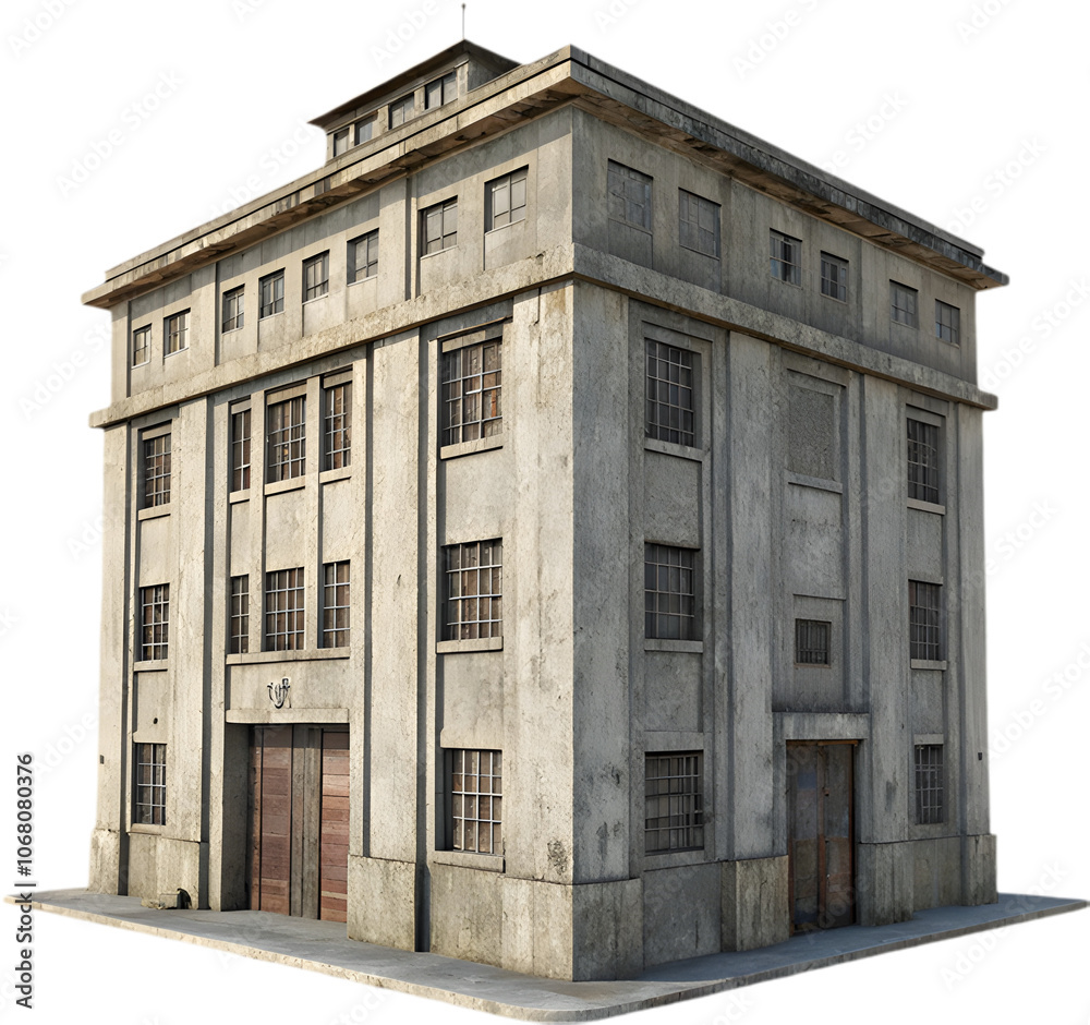 Fototapeta premium Simple concrete structure with bold lines and modern, industrial architectural style appeal. 