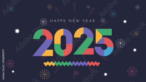Happy New Year 2025 Geometrical modern style design concept illustration banner poster and  background