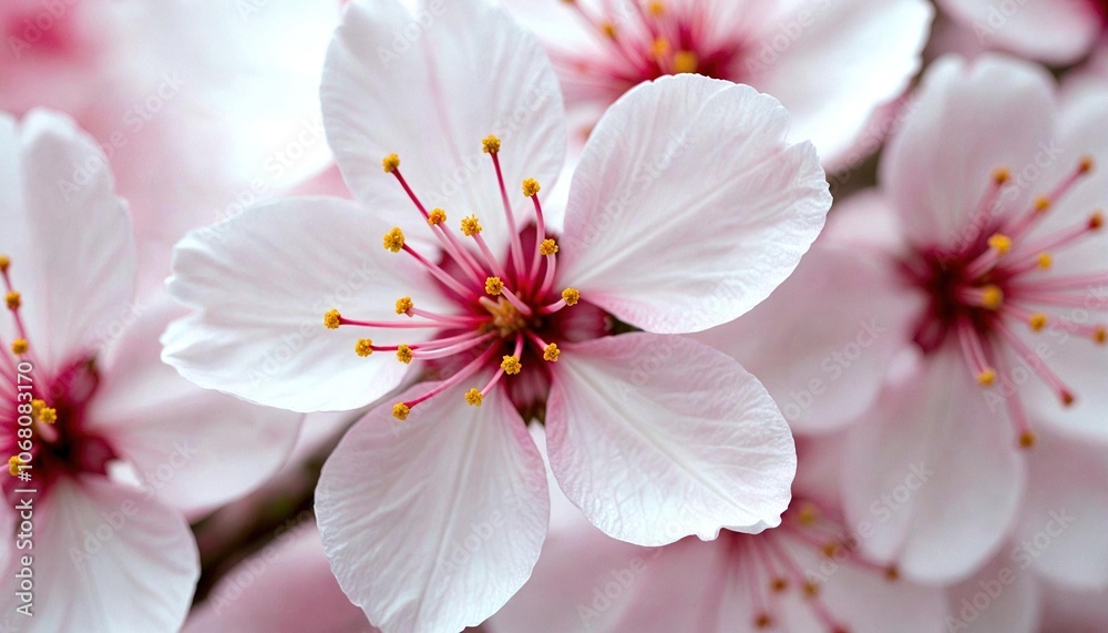 Fototapeta premium Close-Up Cherry Blossom Crimson Stamens