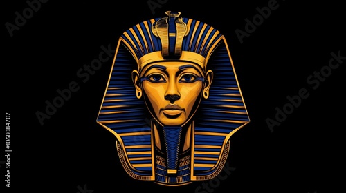 Tutankhamun's golden mask on a dark background photo