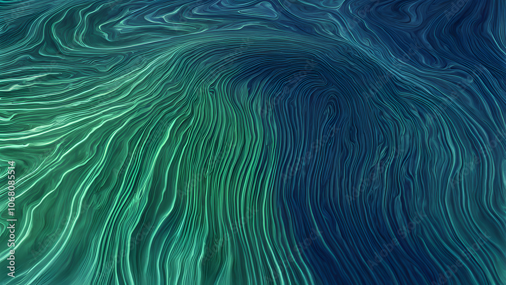 Shifting liquid mercury in deep blue and green tones creating mesmerizing wave like patterns, Ai Generated Shifting liquid mercury in deep blue and green tones creating mesmerizing wave like patterns, Ai Generated