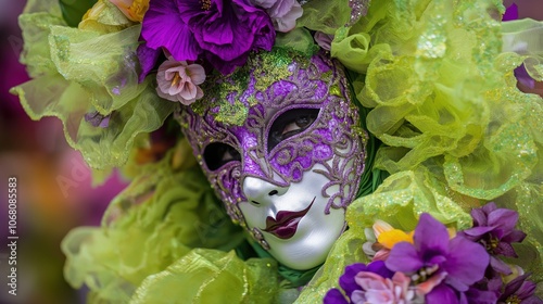 Close-up of an intricate Venetian mask photo