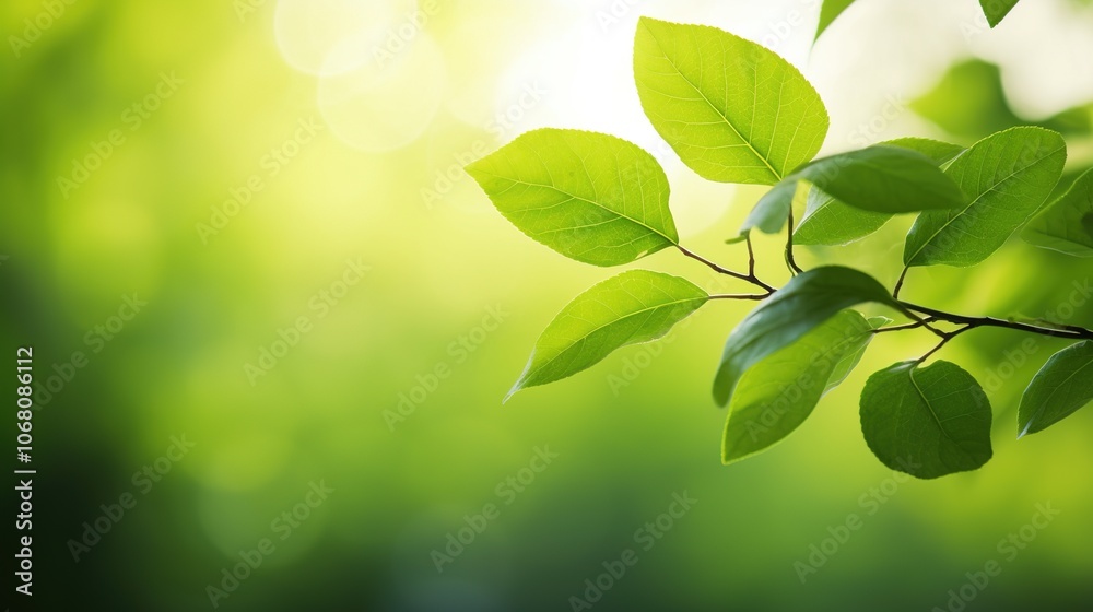 Fototapeta premium Fresh Green Leaves in Soft Natural Light