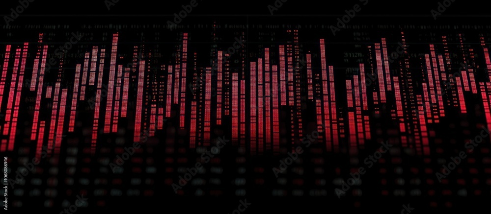 Close-up of rising and falling stock numbers with a light grid overlay, high contrast Close-up of rising and falling stock numbers with a light grid overlay, high contrast