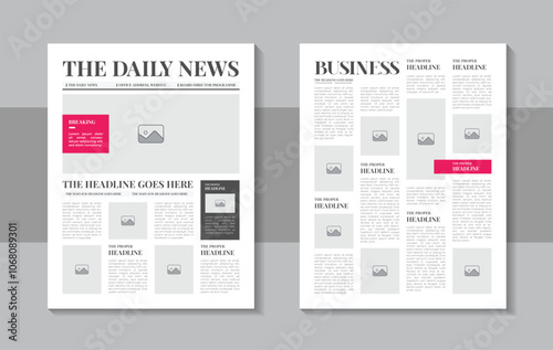 Print ready newspaper template layout design or Graphical layout newspaper template design