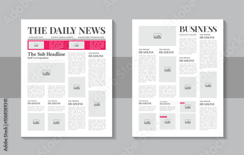 Print ready newspaper template layout design or paper retro journal vector grunge template