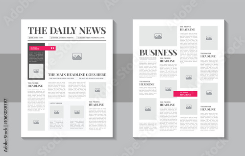 The daily newspaper layout, newspaper design, newsletter template or vintage newspaper design template photo