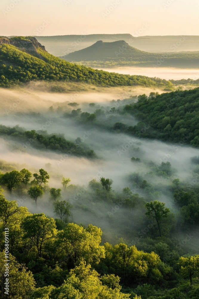 Foggy Valley with Trees Foggy Valley with Trees