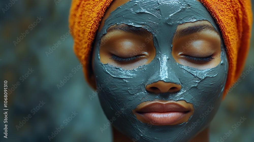 A woman with a clay mask symbolizes skincare and beauty treatments, making it perfect for banners promoting natural cosmetic products. A woman with a clay mask symbolizes skincare and beauty treatments, making it perfect for banners promoting natural cosmetic products.