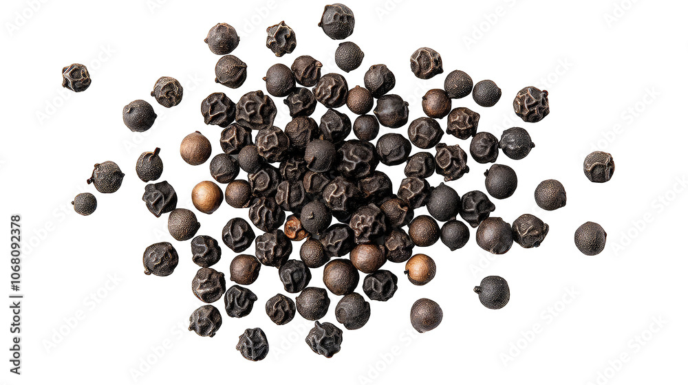Black peppercorns isolated on transparent background Black peppercorns isolated on transparent background
