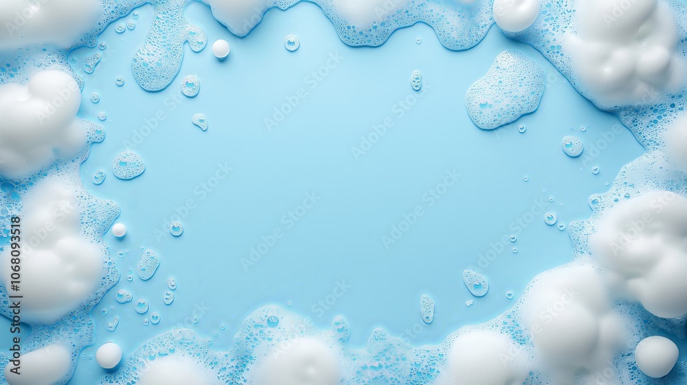 blue abstract bath background with suds frame, lots of copy space blue abstract bath background with suds frame, lots of copy space