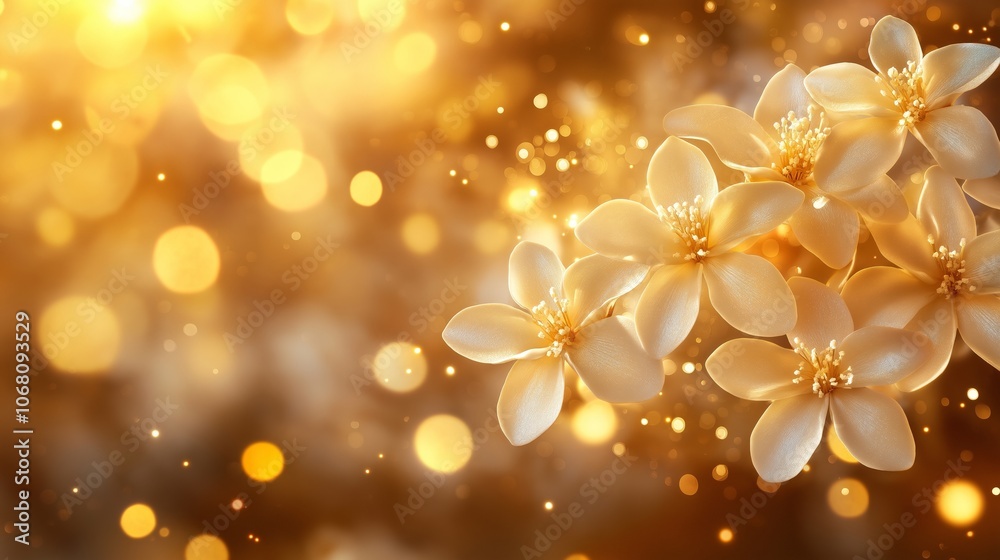 beautiful floral background with magical golden light beautiful floral background with magical golden light