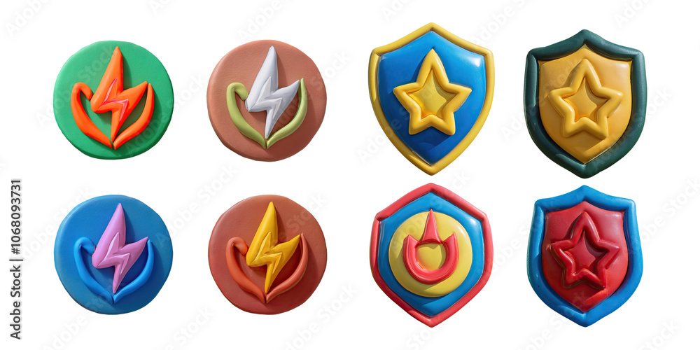 Colorful Badges and Shields in Various Designs, PNG collection, set bundle, isolate on transparent or white background Colorful Badges and Shields in Various Designs, PNG collection, set bundle, isolate on transparent or white background