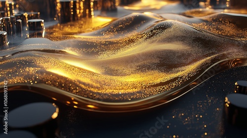 abstract molten gold on bla...
