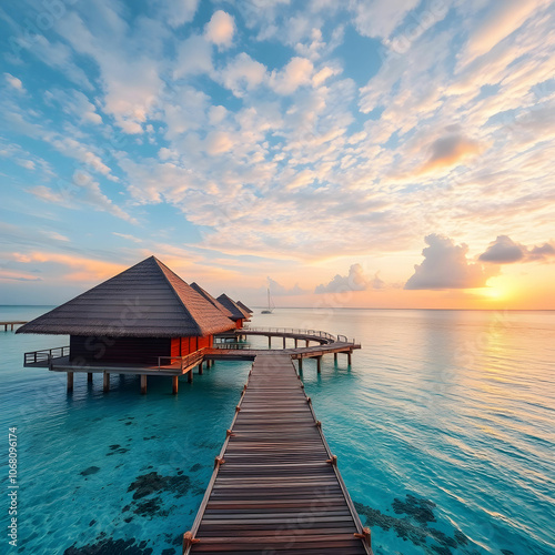 Luxury sky sunrise maldives lagoon