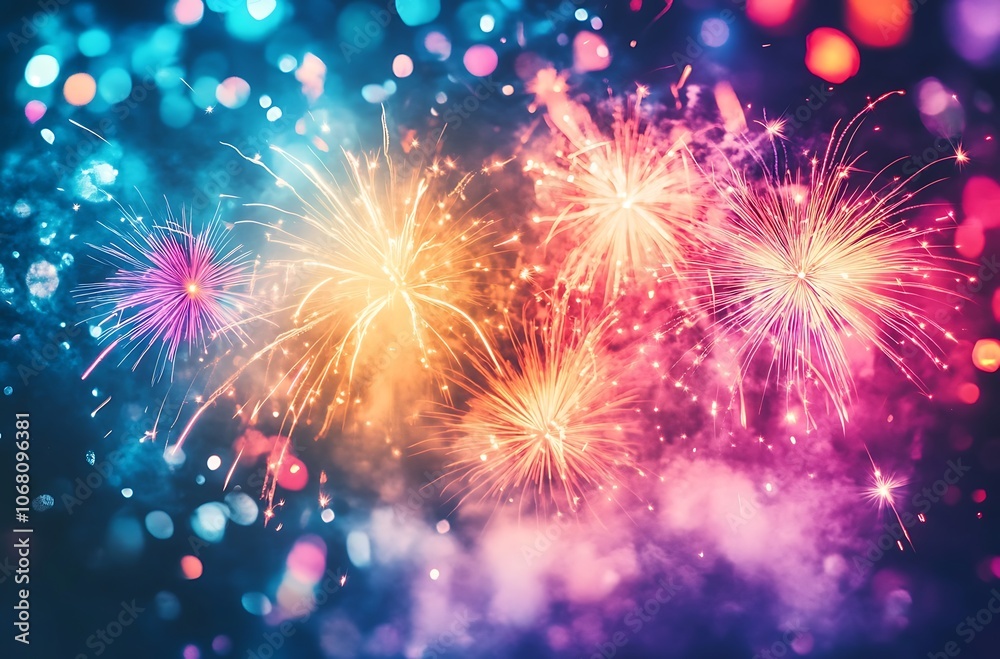 Fototapeta premium A photo of colorful fireworks illuminating the night sky