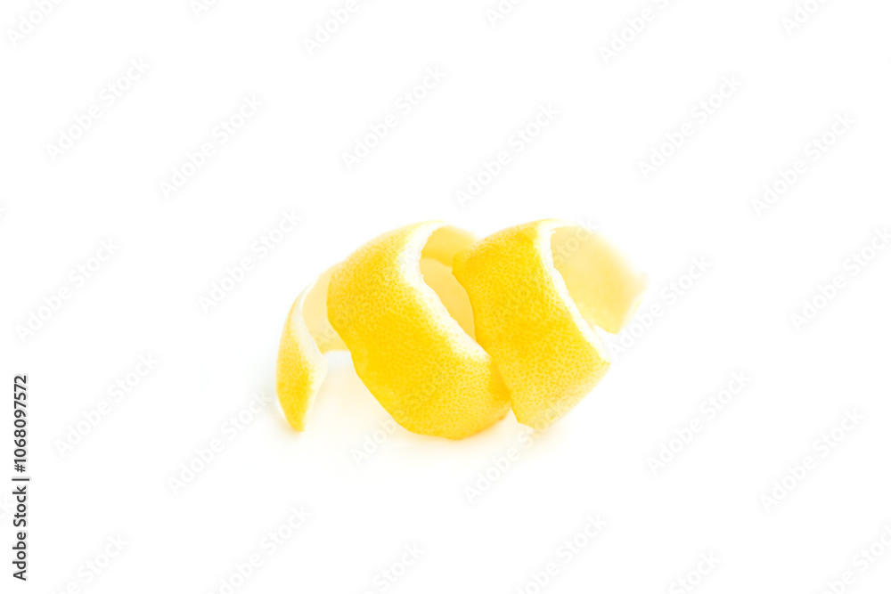 Yellow lemon peel isolated on white background, Fresh lemon peel Yellow lemon peel isolated on white background, Fresh lemon peel