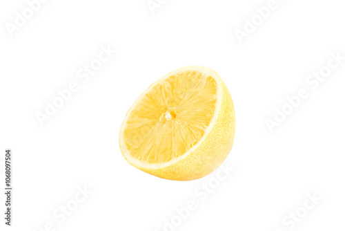 Yellow lemon sliced isolated on white background, Fresh lemon fruit, Ripe fruit photo