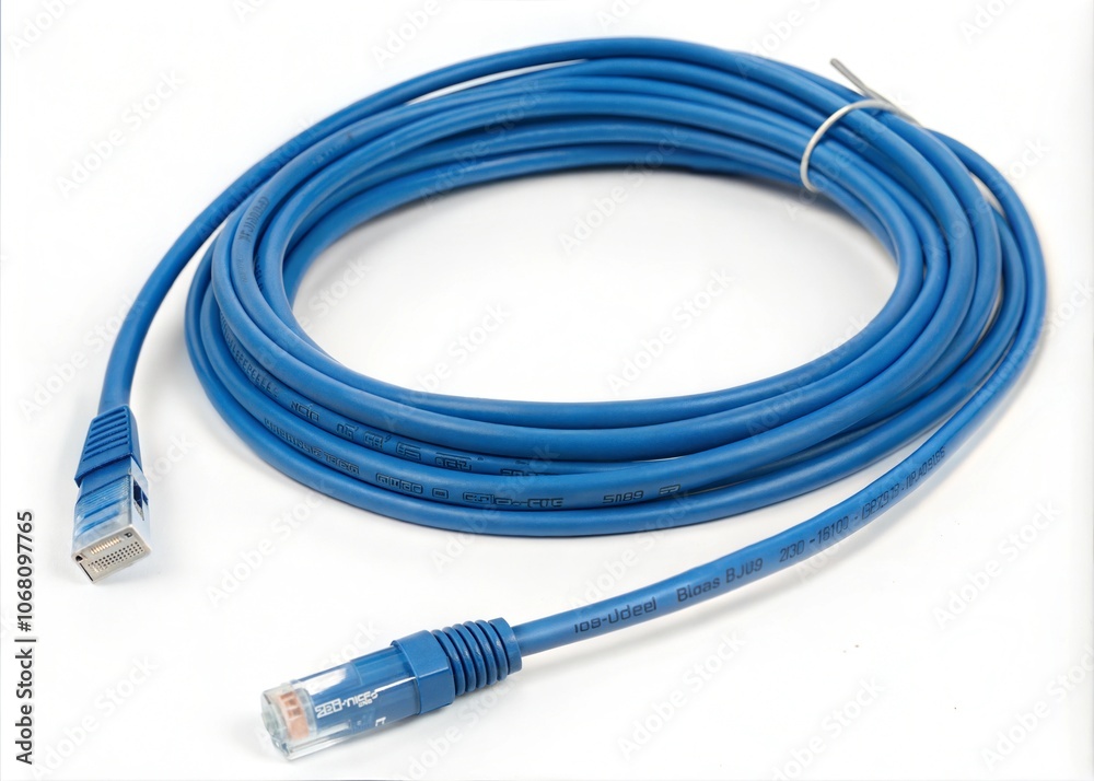 Blue Network Cable CCTV Wire isolated on white background Blue Network Cable CCTV Wire isolated on white background