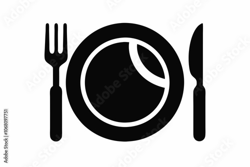 
Dish, fork, knife and plate icon set, cutlery vector icon collection.