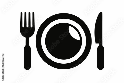 
Dish, fork, knife and plate icon set, cutlery vector icon collection.