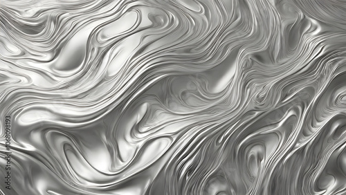 Soft ripples in liquid silver creating intricate metallic patterns like veins of light, Ai Generated