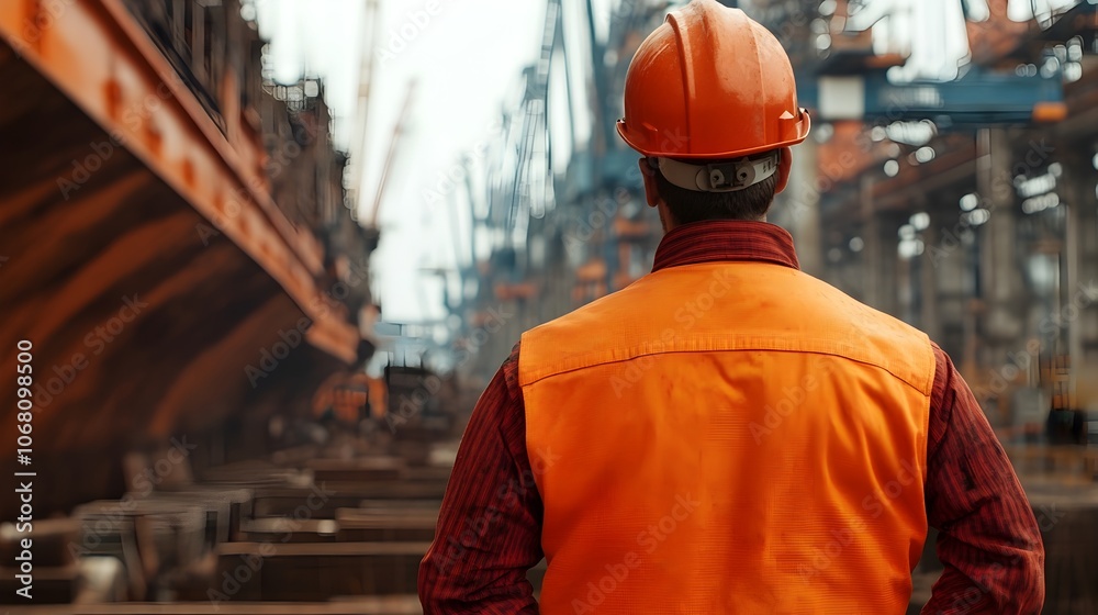 Welder in a Shipyard Welding Steel Plates for a Vessel s Hull Surrounded by Massive Machinery Welder in a Shipyard Welding Steel Plates for a Vessel s Hull Surrounded by Massive Machinery