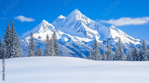 Snowy Winter Scene of Mount Antelao