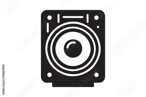 Music audio box loud speaker vector silhouette isolated in white background