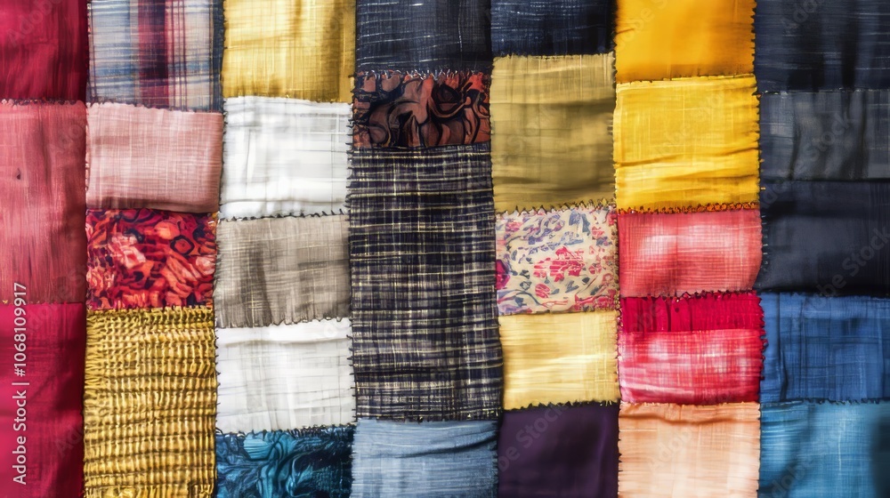 A patchwork of different fabric textures side by side symbolizing diversity and unity A patchwork of different fabric textures side by side symbolizing diversity and unity