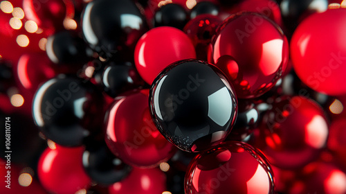 Celebrating with festive black and red balloons