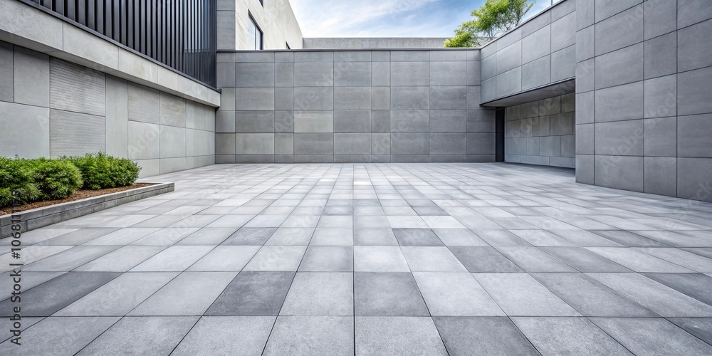 Obraz premium Gray concrete paving stones laid out on a house courtyard , Paving, Stones, Courtyard, House, Gray, Cement