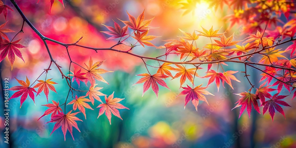 Spring time colorful scene of a maple tree branch with red leaves on a sunny day Spring time colorful scene of a maple tree branch with red leaves on a sunny day